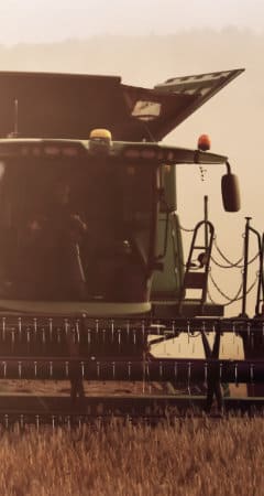 Harvester during sunrise.