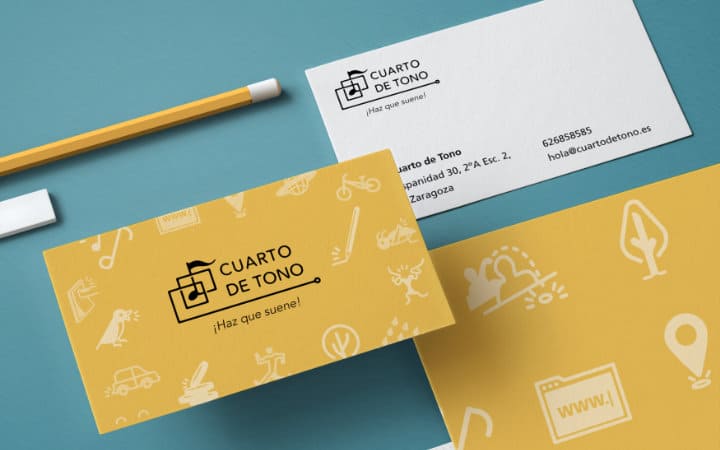 Tarjetas de visita de la identidad de Cuarto de Tono.