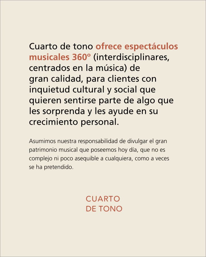 Descripción de 'Cuarto de Tono' y su propósito de marca.